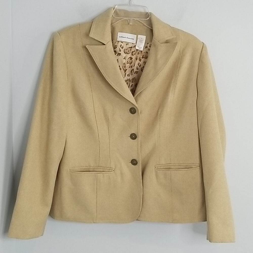 Alfred Dunner Beige Blazer Animal Print Lining 10